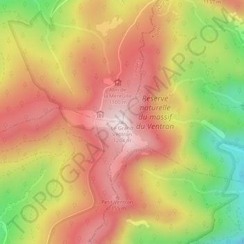 Carte topographique Le Grand Ventron, altitude, relief