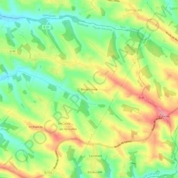 Carte topographique Borde-Haute, altitude, relief