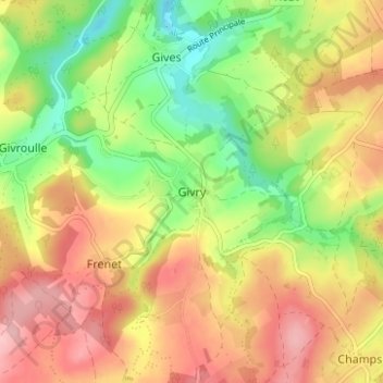 Carte topographique Givry, altitude, relief