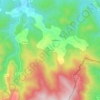 Carte topographique Riunoguès, altitude, relief
