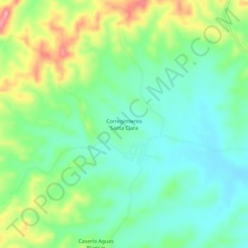 Carte topographique Corregimiento Santa Clara, altitude, relief