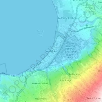 Carte topographique Saint-Paul, altitude, relief