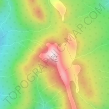 Carte topographique Carbon Peak, altitude, relief