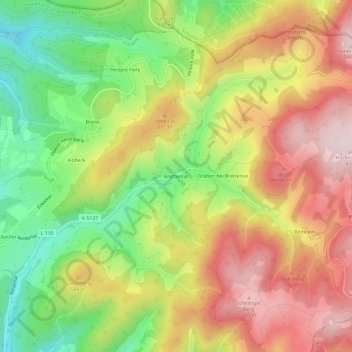 Carte topographique Brettental, altitude, relief