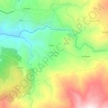 Carte topographique Parada do Monte, altitude, relief
