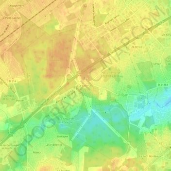 Carte topographique Le Cournau, altitude, relief