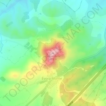 Carte topographique Évoramonte, altitude, relief