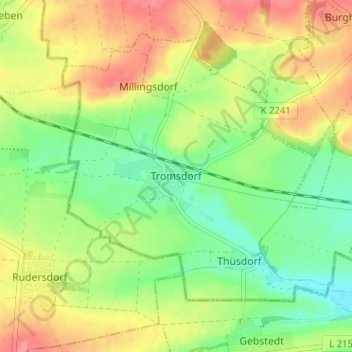 Carte topographique Tromsdorf, altitude, relief