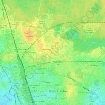 Carte topographique Le Chène Rond, altitude, relief