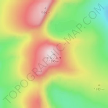 Carte topographique Marsfjället, altitude, relief