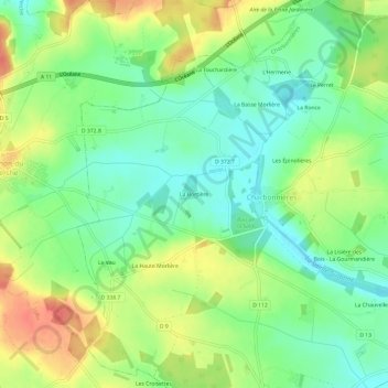 Carte topographique La Bortière, altitude, relief