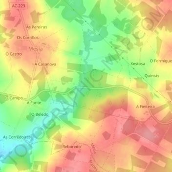 Carte topographique O Molar, altitude, relief