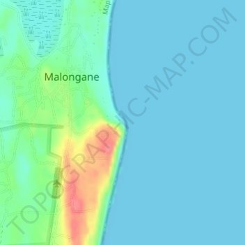 Carte topographique Ponta Malongane, altitude, relief