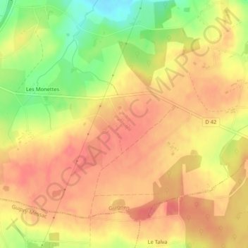 Carte topographique Coimur, altitude, relief