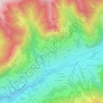 Carte topographique La Tonnaz, altitude, relief