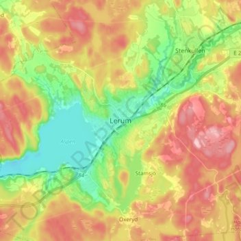 Carte topographique Lerum, altitude, relief