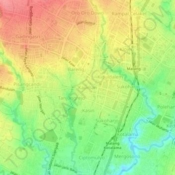 Carte topographique Kauman, altitude, relief