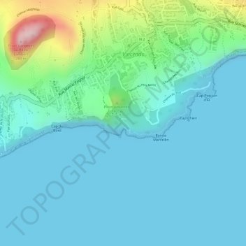 Carte topographique Terre Rouge, altitude, relief