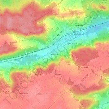 Carte topographique Le Pieuré, altitude, relief