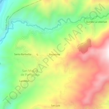 Carte topographique Barcelona, altitude, relief