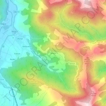 Carte topographique Ranero, altitude, relief