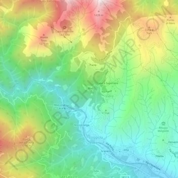 Carte topographique Rivò, altitude, relief