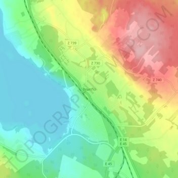 Carte topographique Brunflo, altitude, relief