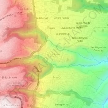 Carte topographique Zámbiza, altitude, relief