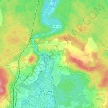 Carte topographique Leutstetten, altitude, relief