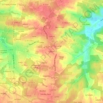 Carte topographique Laroche, altitude, relief