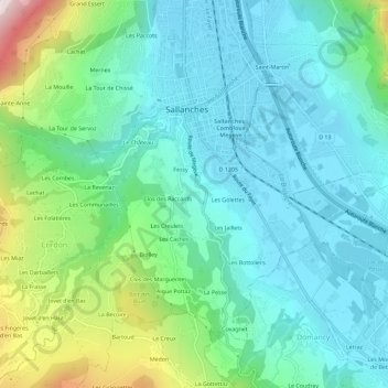 Carte topographique Les Normands, altitude, relief