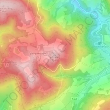 Carte topographique Bornberg, altitude, relief