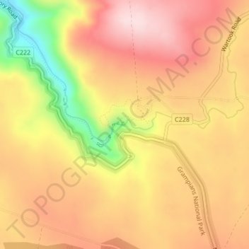 Carte topographique Mackenzie Falls, altitude, relief