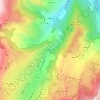 Carte topographique Le Moulin du Vaysseau, altitude, relief