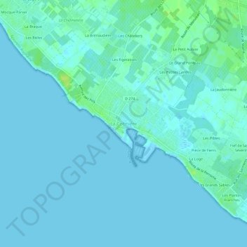 Carte topographique La Cotinière, altitude, relief