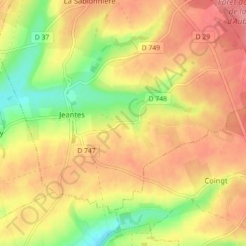 Carte topographique Coutenval, altitude, relief