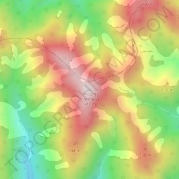 Carte topographique Mount Matthews, altitude, relief