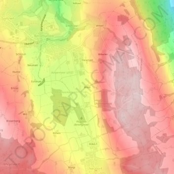 Carte topographique Moos, altitude, relief