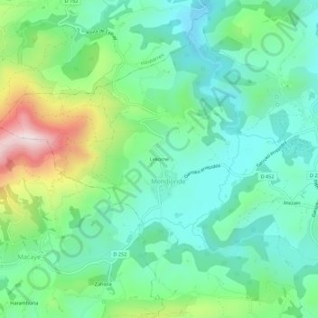 Carte topographique Lekorne, altitude, relief
