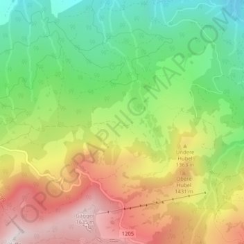 Carte topographique Fettbad, altitude, relief