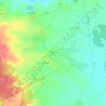 Carte topographique Le Puits de La Grue, altitude, relief