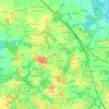 Carte topographique Le Rhun, altitude, relief