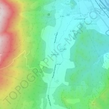 Carte topographique Le Gravas, altitude, relief