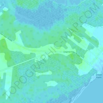 Carte topographique Four Roads, altitude, relief