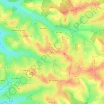 Carte topographique Fraise, altitude, relief