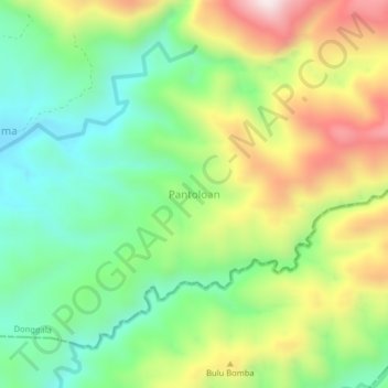 Carte topographique Pantoloan, altitude, relief
