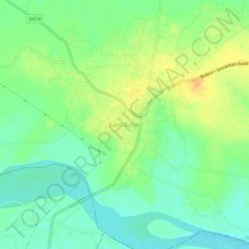 Carte topographique Ilam Bazar, altitude, relief