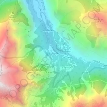 Carte topographique Les Gauchoirs, altitude, relief