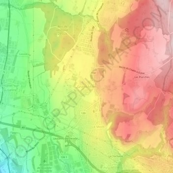 Carte topographique Grand-Mont, altitude, relief