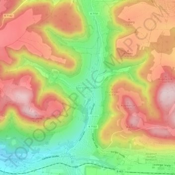 Carte topographique Margrethausen, altitude, relief
